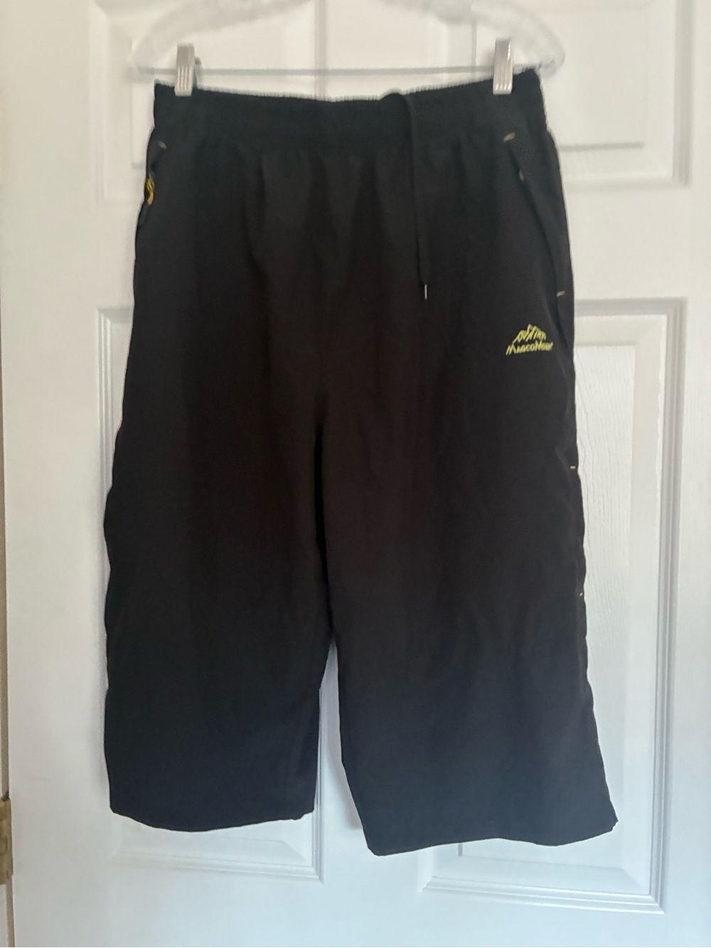 Black Elastic Waist Athletic Shorts with Drawstring Detail